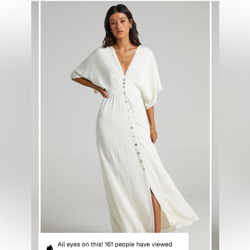 Showpo sitting pretty maxi dress Cream Draped Fabric Top size 10 new - Picture 3 of 11